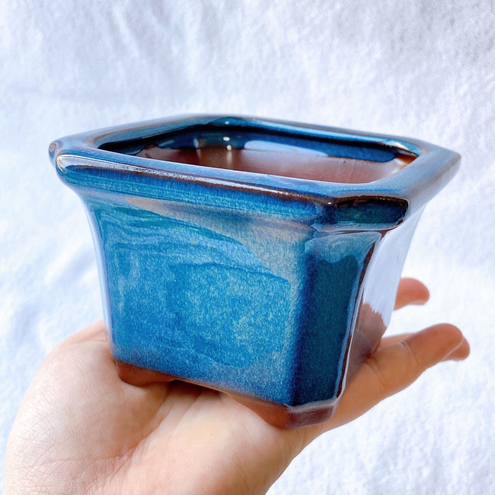 盆栽や山野草・観葉植物に！ 美しいトルコブルーの植木鉢2点セット