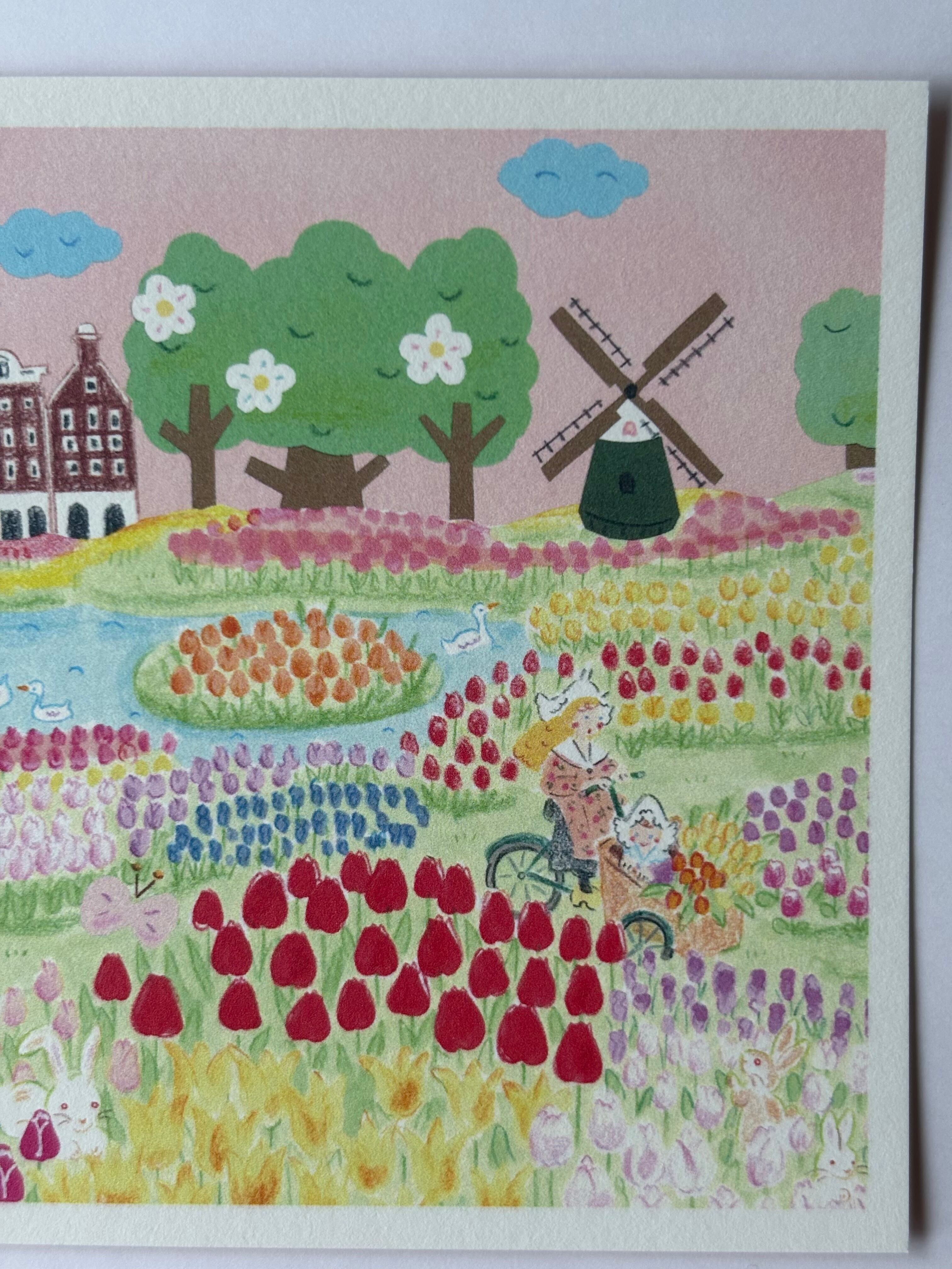 チューリップの国オランダ」旅する絵はがき | Papier,crayon par Kayo