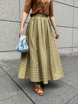 tuck flare skirt / mustard check 10/1 21:00 ～ 再販 (即納)