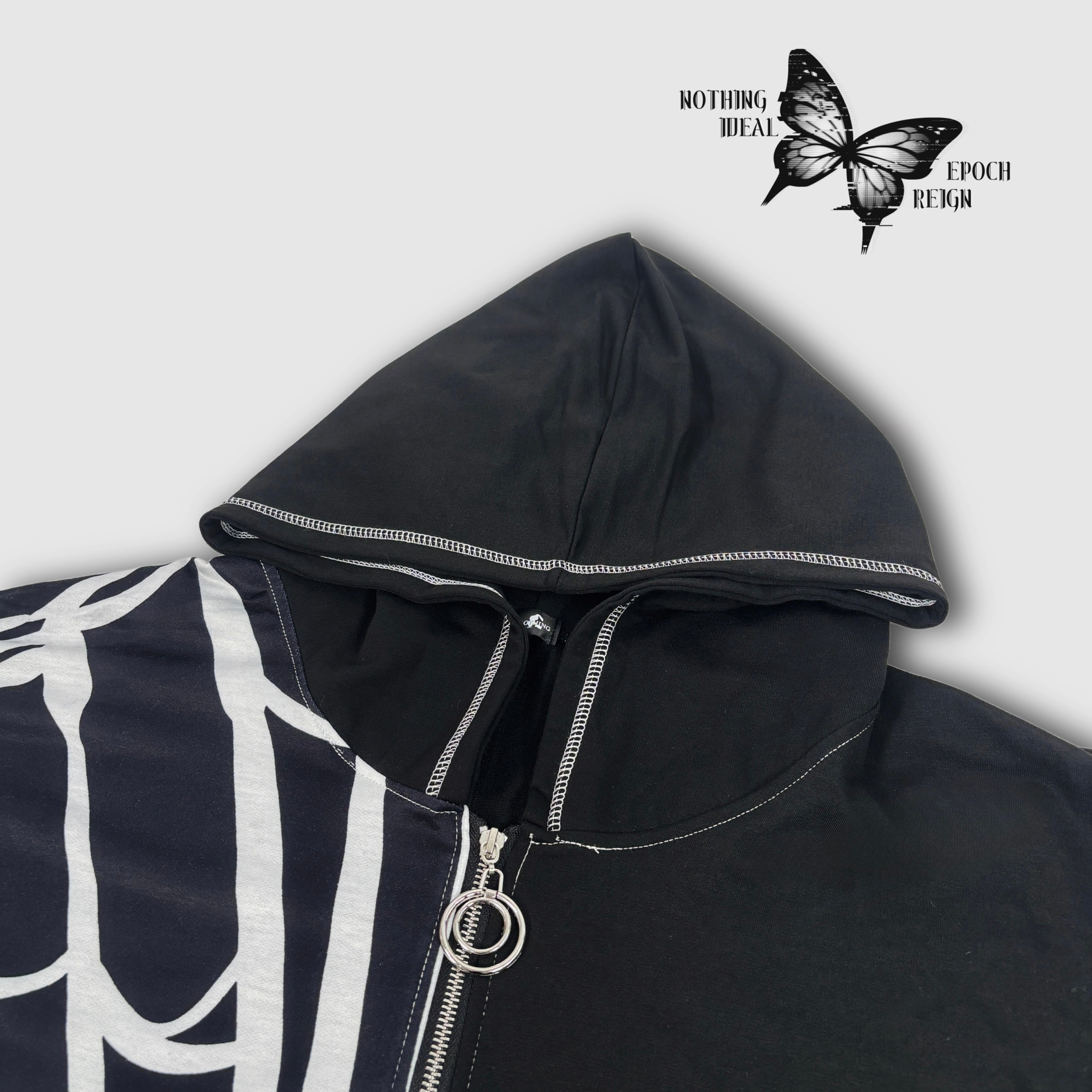 先着77点限定超特価》UNISEX HOOD PONCHO ZIP OUTER【SPIDER WEB