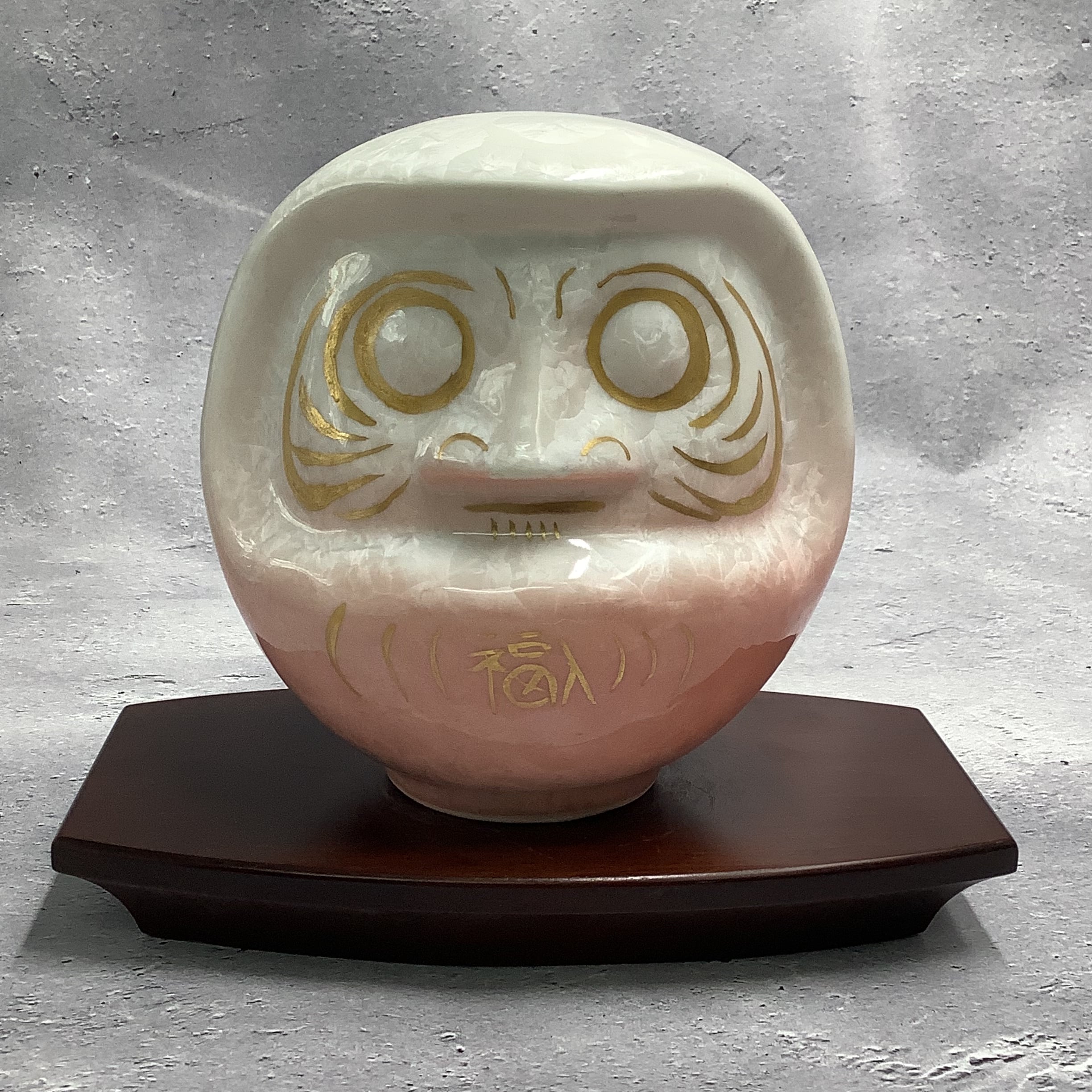 新作】達磨 ダルマ （大） 花結晶（白赤）×金彩 置物オブジェ | 京焼