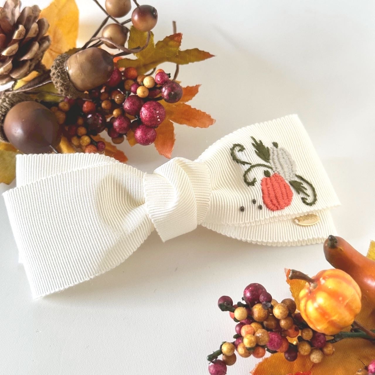 秋色かぼちゃ“ワインレッド” | SUNNY RIBBON フランス刺繍×リボン