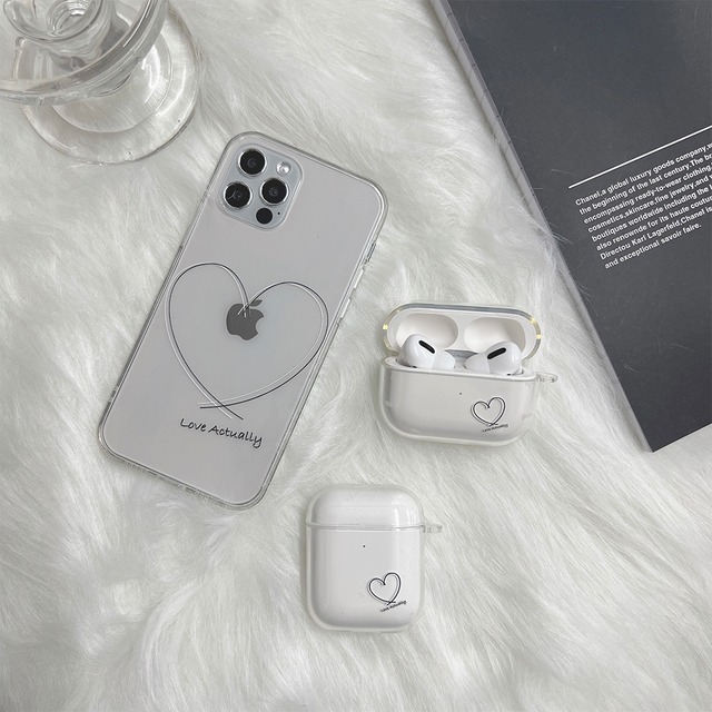 Heart pattern clear airpods case