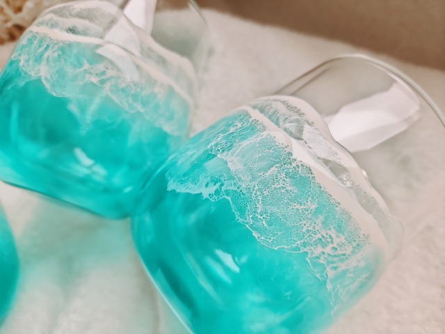 410.オーシャンレジンアート 海のダブルウォールグラス