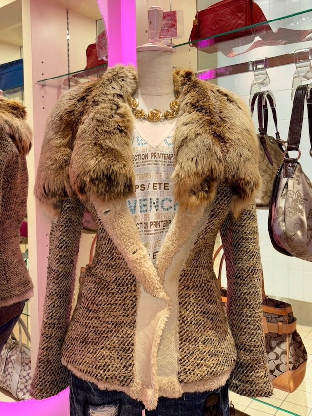 Vintage Fur Tweed Jacket