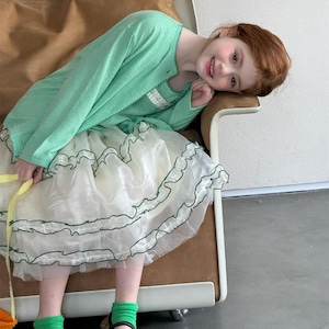 春高級感カラーブロックチュールスカート