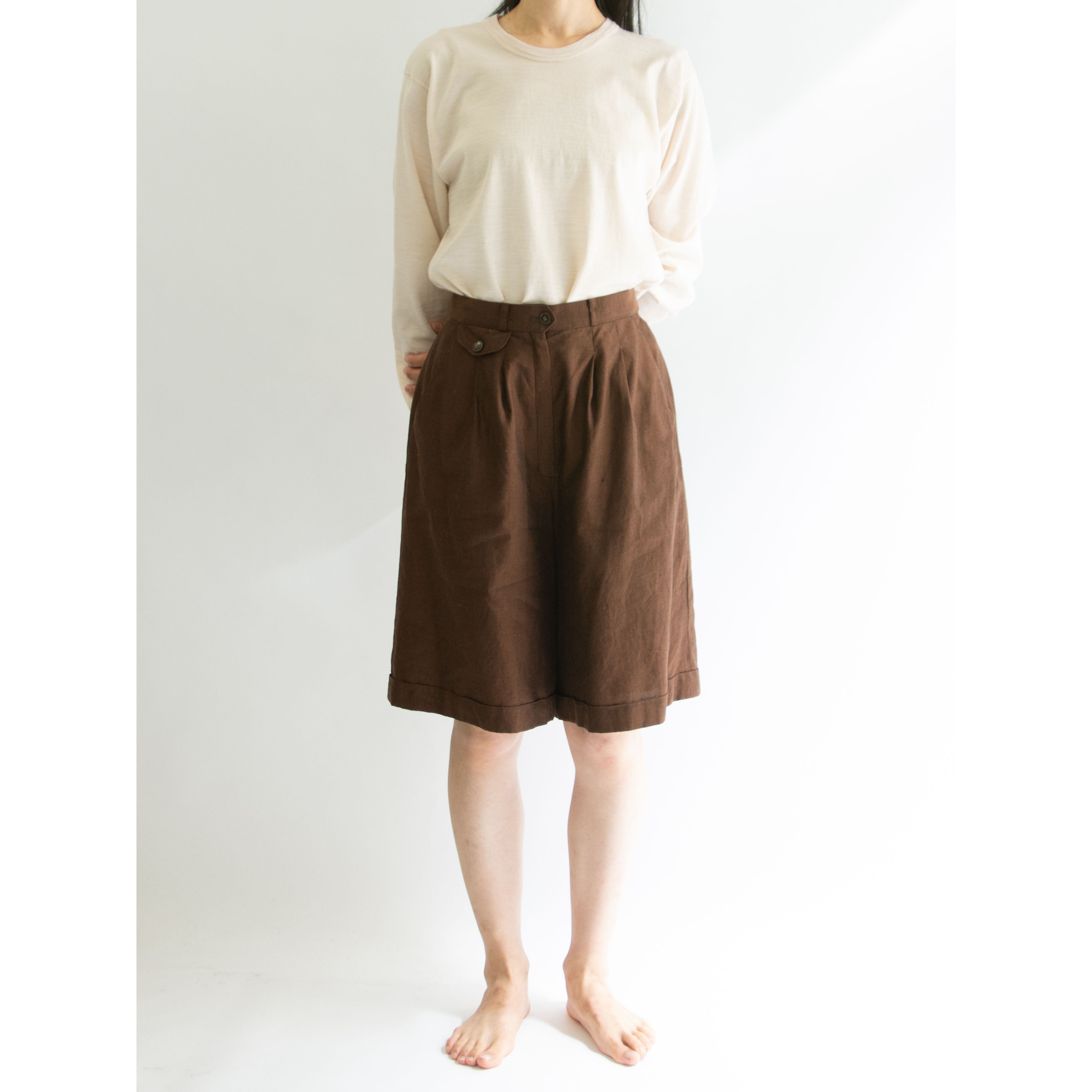 【Burberrys】Made in Japan Cotton-Linen 2Tuck Short Pants（バーバリーズ 日本製コットンリネン ツータック ショートパンツ）