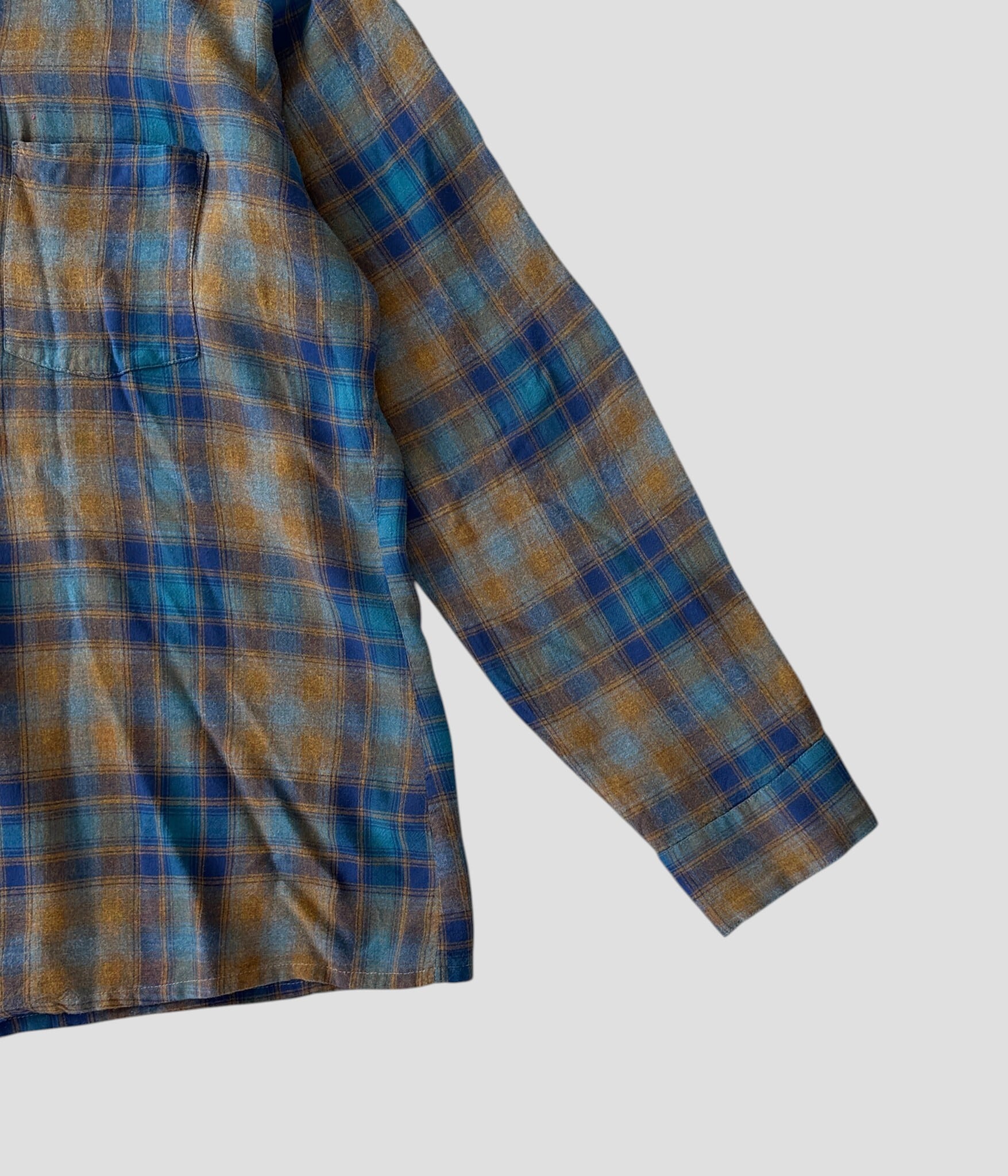 ARROW- Vintage 60s M rayon ARROW 60s ombre check shirts ombre 