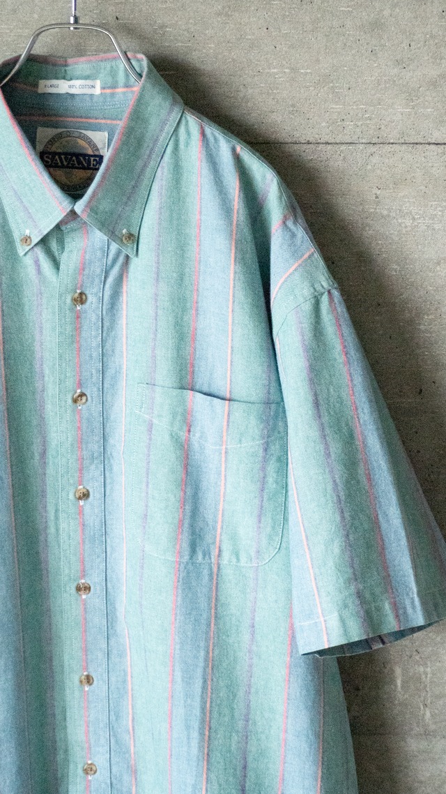 "SAVANE" 1990s Multi stripe s/s shirt