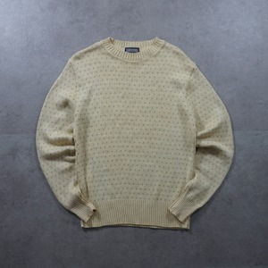 90s LANS'END Bird's-eye cotton sweater M 古着