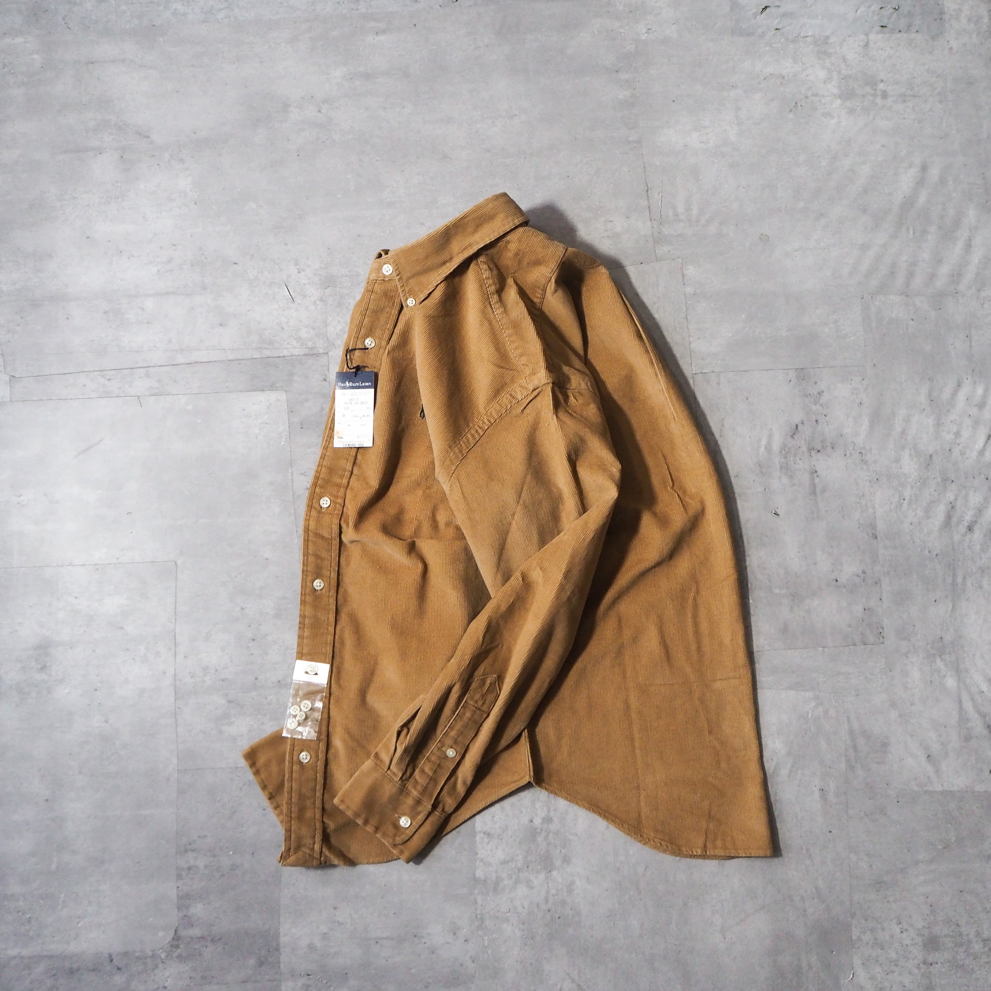 90s-00s “polo by ralph lauren” brown corduroy B.D. shirt dead