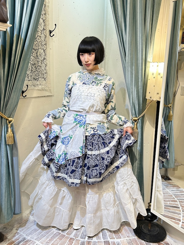 blue rose print sweater