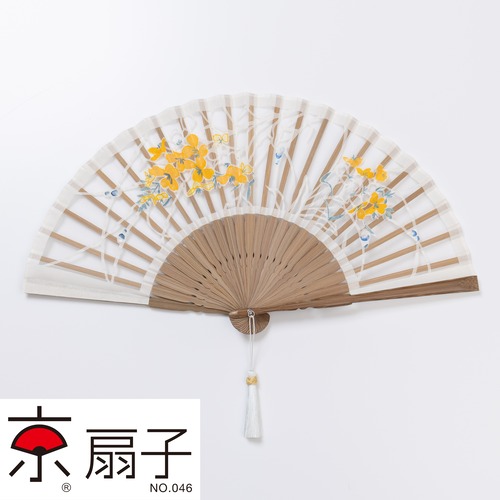 額透かし彫扇 紗月 菜の花 白