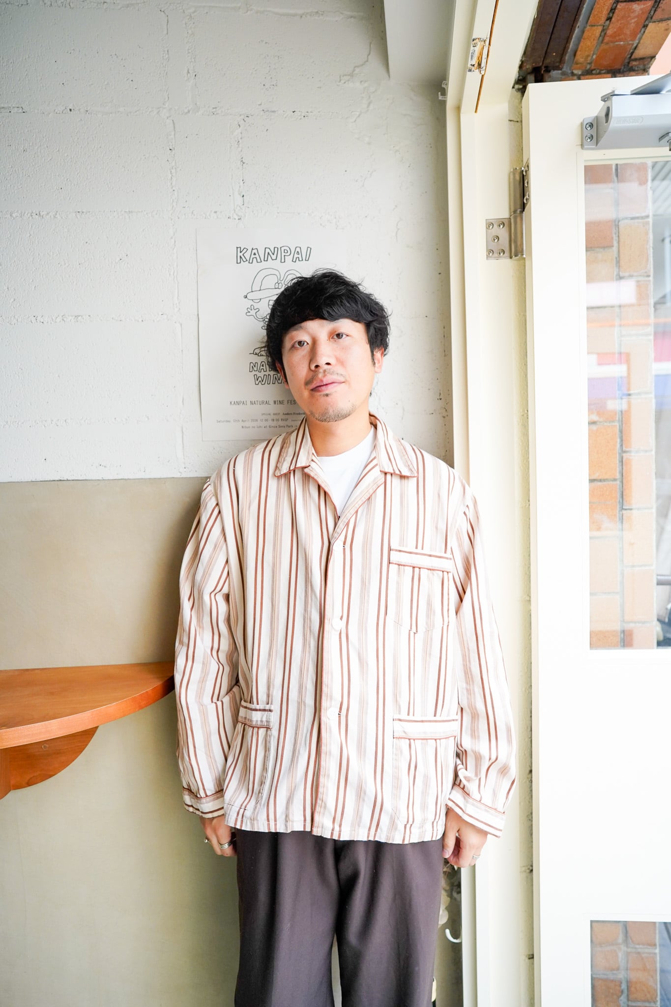 【1970-80s】"Friendship" Cotton 100% Long Sleeve Stripe Pajama Shirts / 6-268