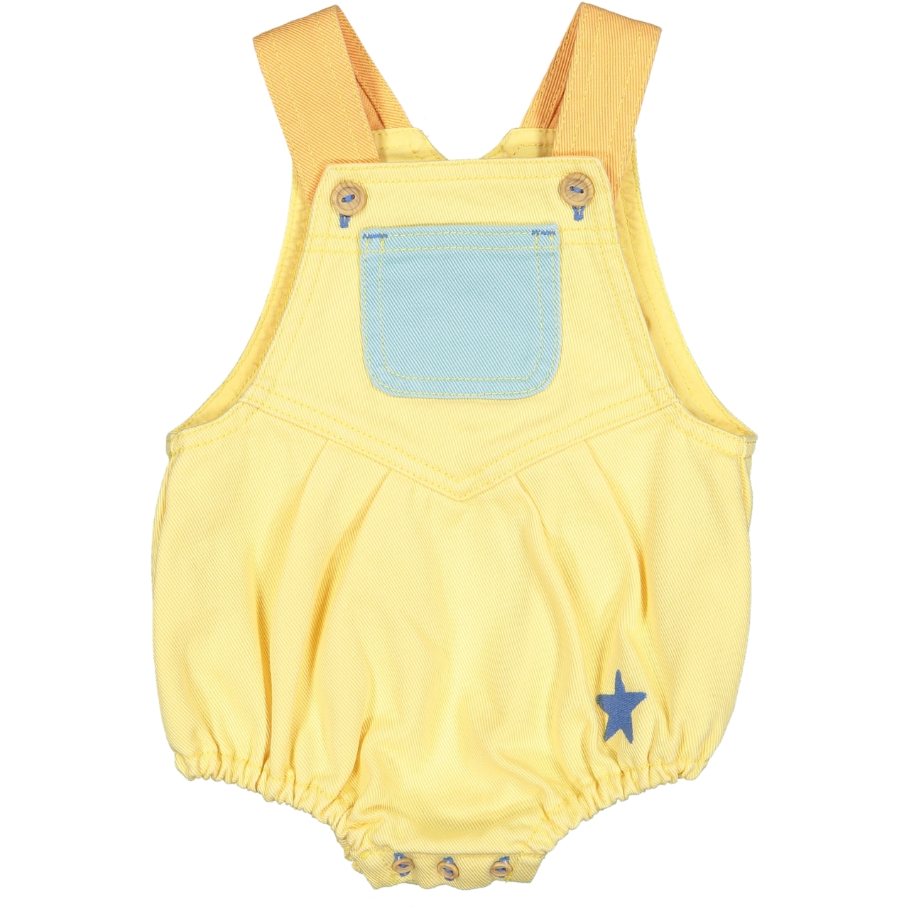 piupiuchick / baby romper w/ multicolour straps & pocket