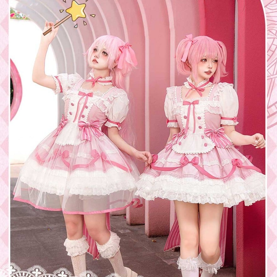 夢かわいい 甘々 ワンピース バックリボン付き パステルピンク コン