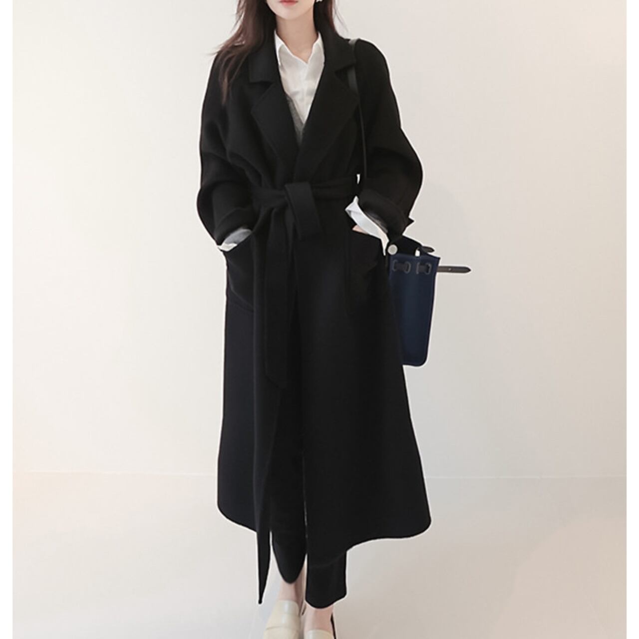 ベルト付き ロング丈 オーバーサイズ コート 2col 00040