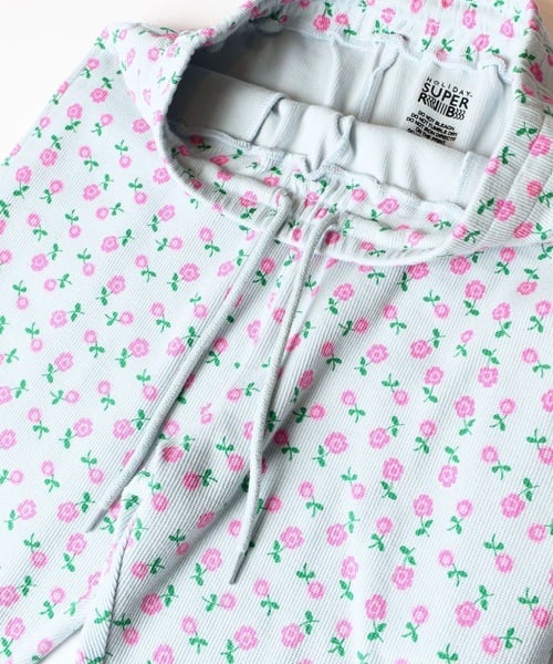 HOLIDAY】 super rib pants (flower / blue） | olaf