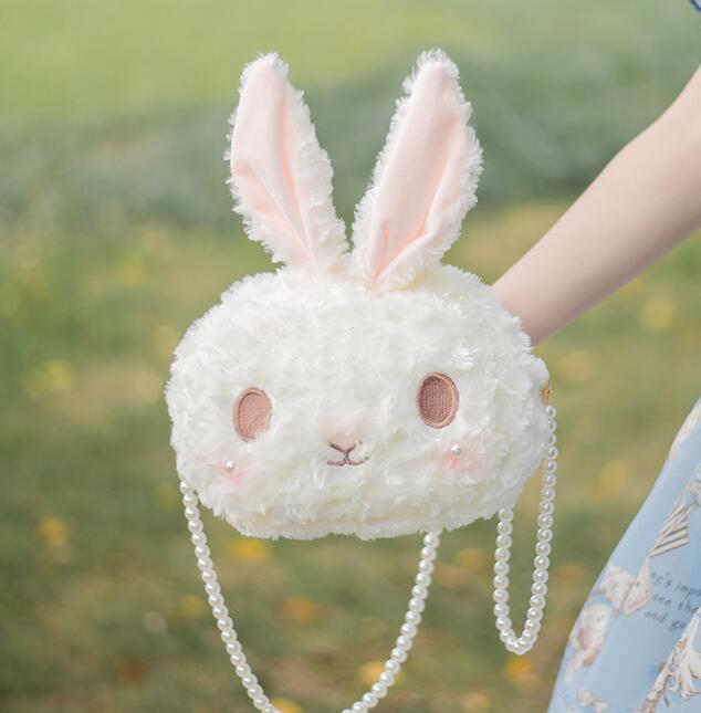 おでかけバッグ もふもふ うさぎ パール チェーン ショルダーバッグ  