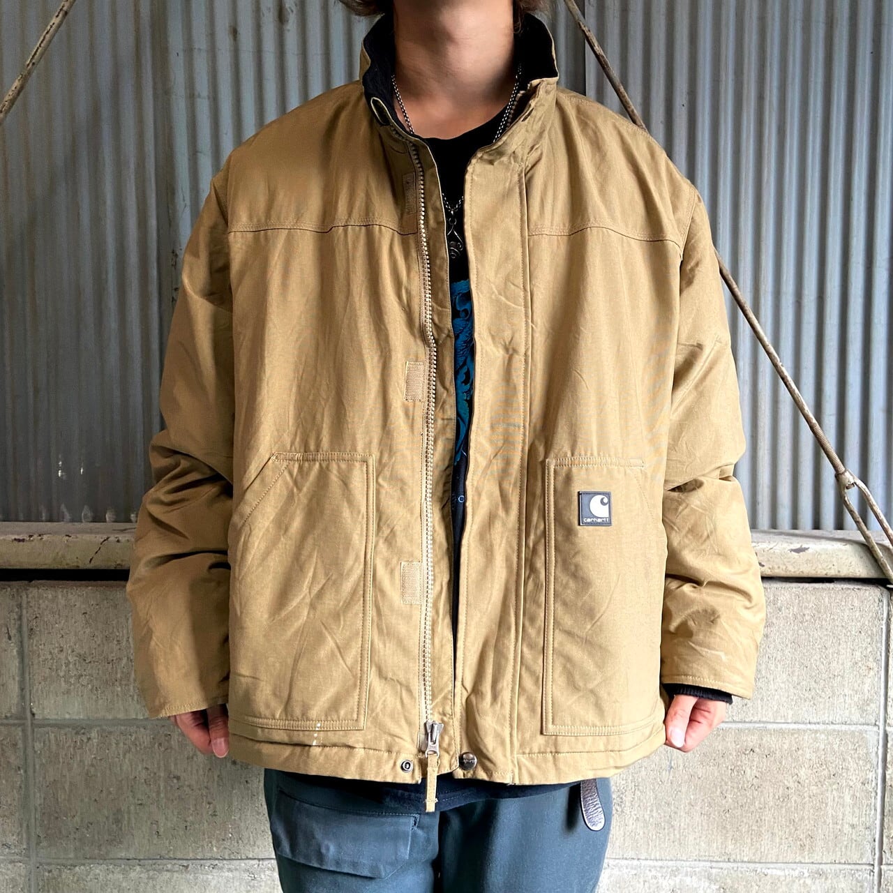 カーハート ナイロンジャケット メンズXL相当 古着 Carhartt ワークジャケット 中綿入り キルティングライナー キャメル ライトブラウン  茶色 【ワークジャケット】 | cave 古着屋【公式】古着通販サイト