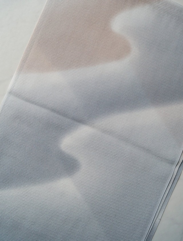 【衿秀・帯揚げ】赤白橡色×錫色×白練色　流水文　絽帯揚げ　No.250314-52