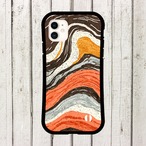 受注生産 iPhoneケース オレンジと茶色の波マーブル｜マーブルアート PABS041C