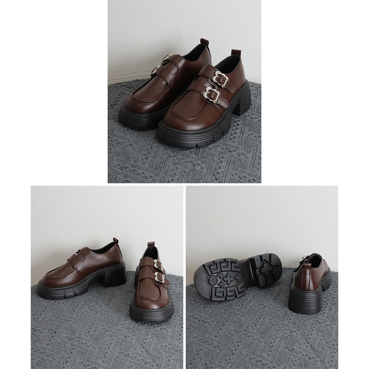 厚底 ローファー 韓国風 レディース PUレザー 大人 きれいめ 学生 通勤 通学 おしゃれ シンプル カジュアル クラシック 太ヒール レトロ メイド コスプレ 大人可愛い 大人女子