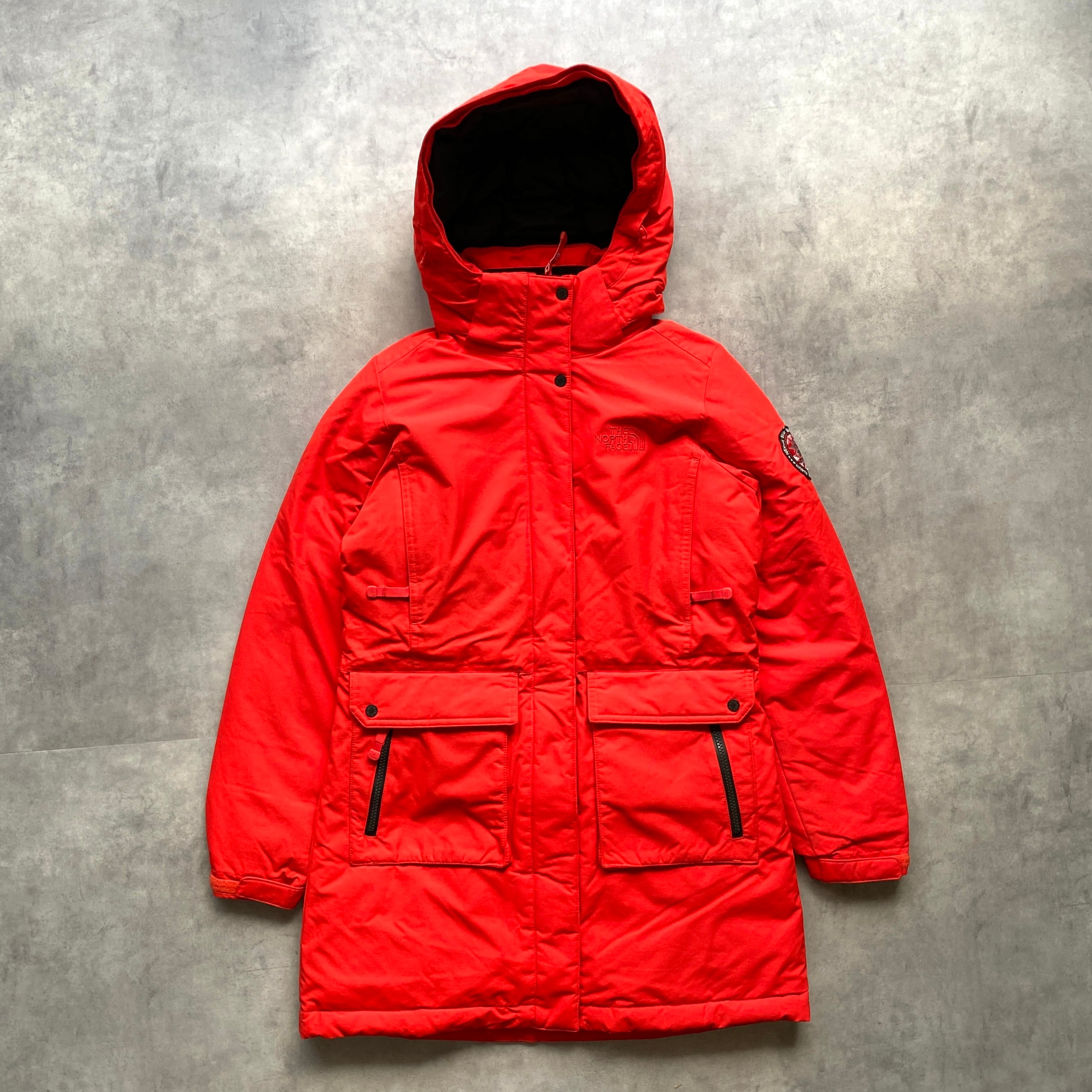 ノースフェイス カラコート ダウンジャケット KARA ロング 赤 黒 M 刺繍