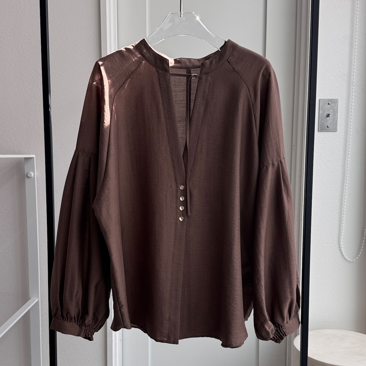 【受注予約:6月上旬入荷予定】スラブキーネックたぽ袖SH/モカ