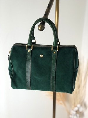 BALENCIAGA バレンシアガ ロゴ スエード ボストンバッグ グリーン 