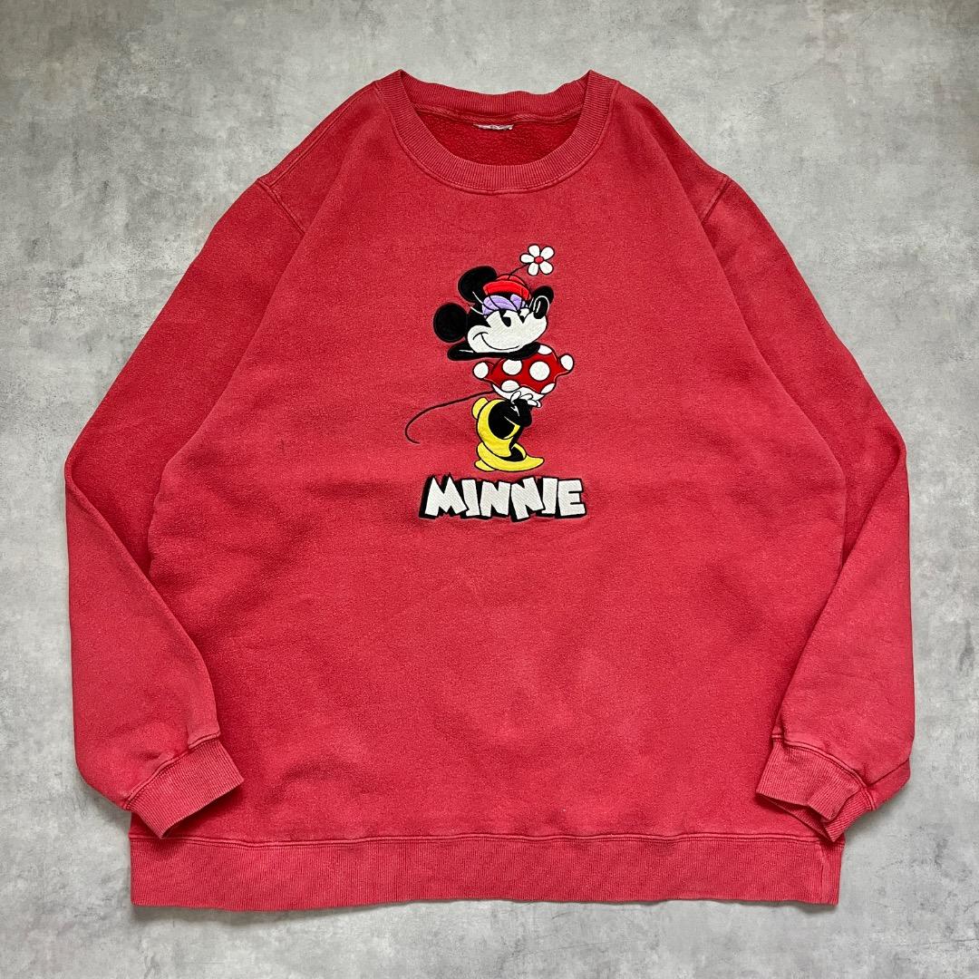 ディズニー スウェット 古着 ミニー L ピンク 90s USA 17736