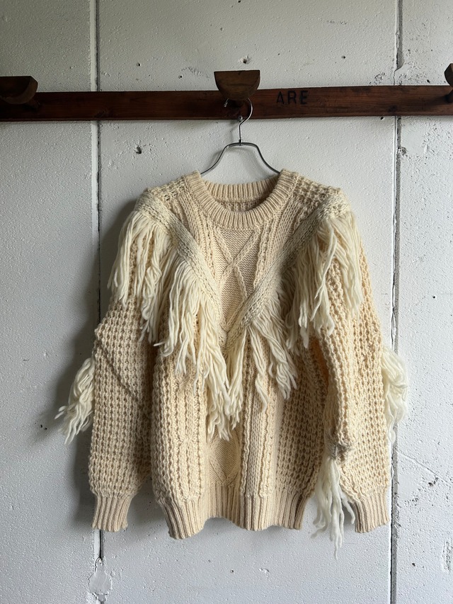 77circa  V shape fringe fisherman sweater