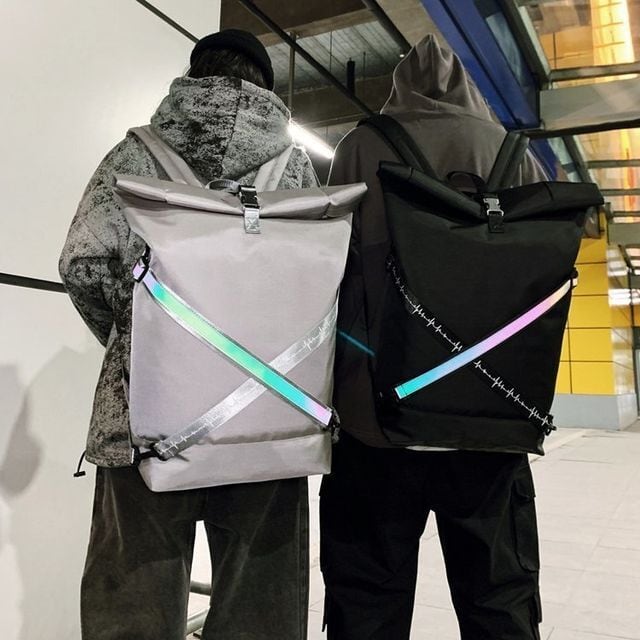 【予約販売】リュック バックパック メンズ スクエア ブラック 反射板 グレー ブラック バッグ スポーツ 大容量 こなれ感 お洒落 韓国 トレンド