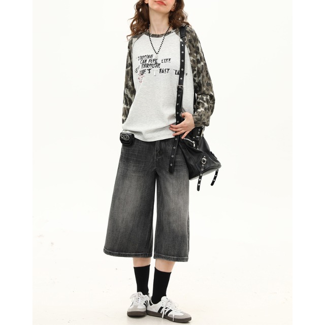 leopard sleeve raglan long tee　レオパードスリーブラグランロンティー　J1263