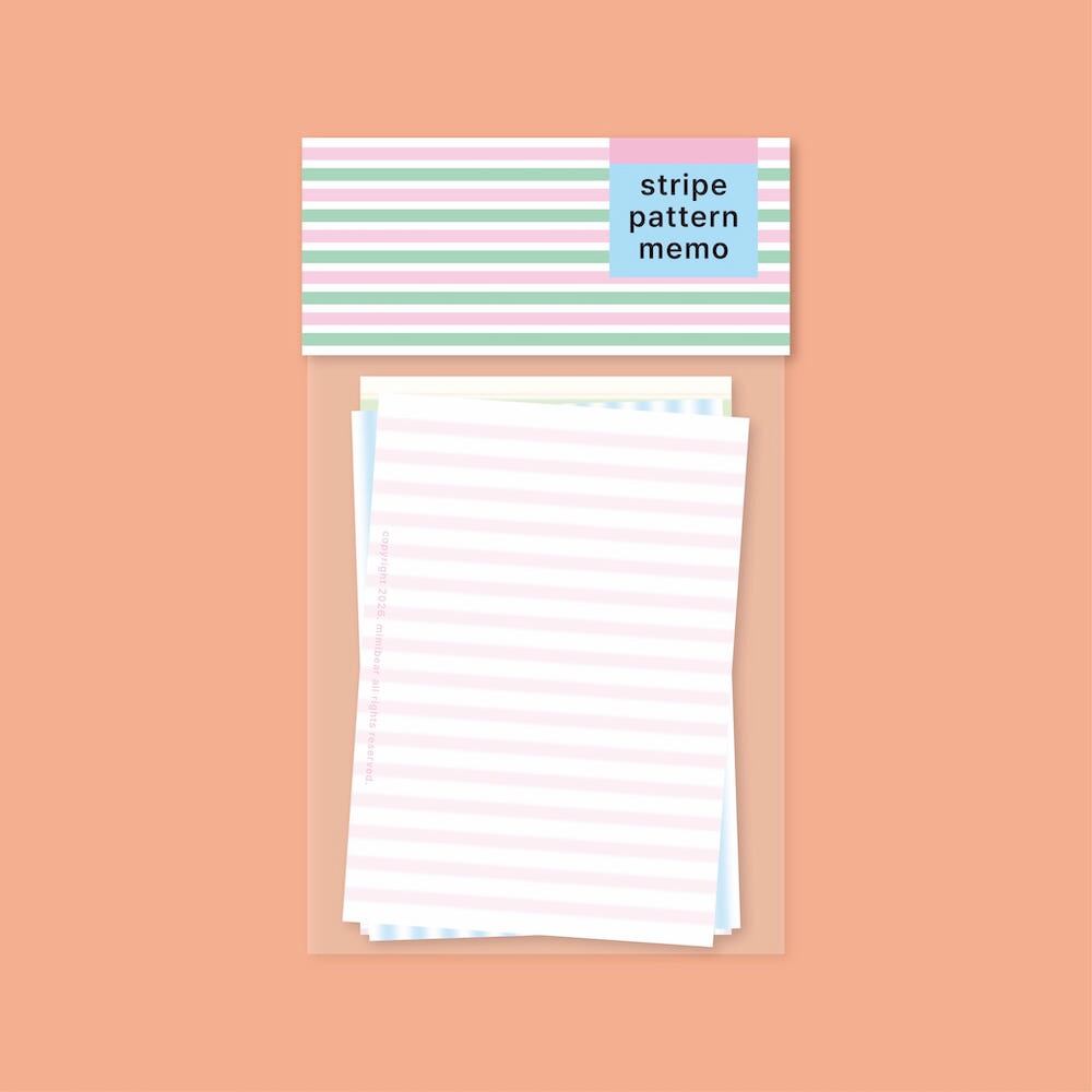 mimibear】stripe pattern memo set メモセット | 韓国文具・雑貨