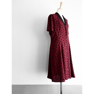 made in USA Bordeaux Abstract Rayon Button Front Dress