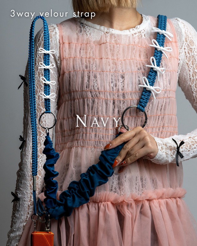 【残り9点】3way velour strap Navy