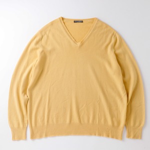 【極美品】Cashmere V-neck sweater made in Italy mint condition about size50  /  イタリア製 カシミヤ セーター 実寸サイズ50 L程度  美品 イエロー