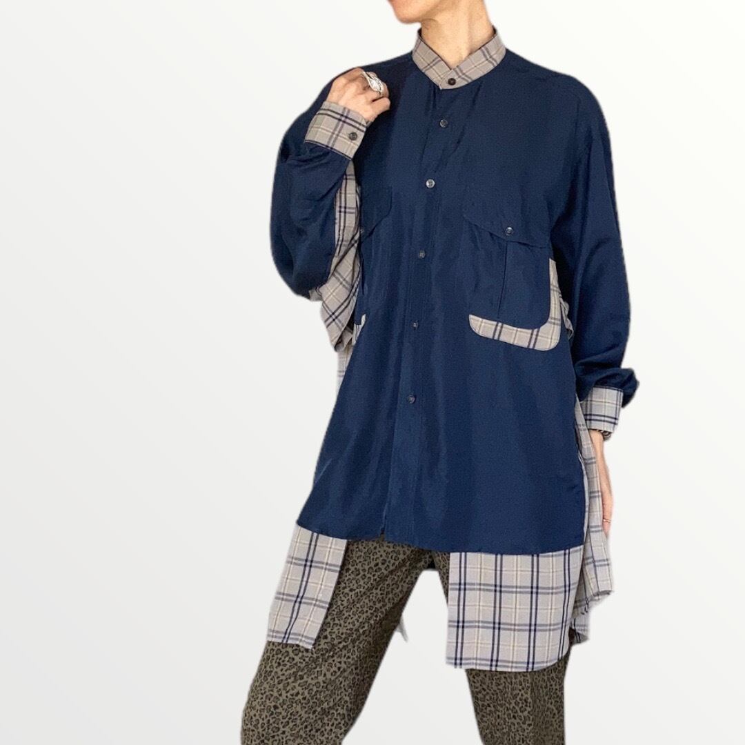 ZOZOTTE remake oversize shirt typeA/リメイクオーバーサイズシャツ/ネイビー&チェック