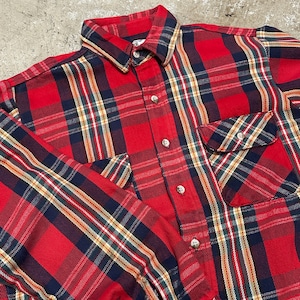 1980'S FIVE BROTHER FLANNEL CHECK SHIRT RED M