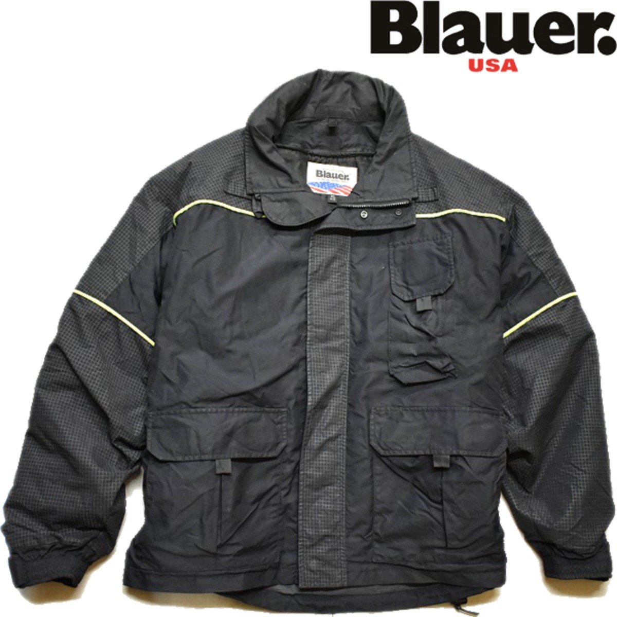 1点物◇USA製ブラウアーBlauer黒ナイロンジャケット古着XLメンズXXL 