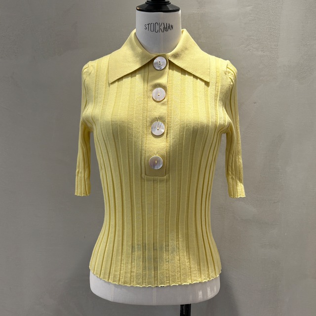 Nackiyé　SUGARMAN SHORT SLEEVE POLO KNIT TOP　LEMON SORBET