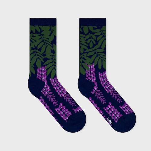 【YURI HIMURO】氷室友里 SOCKS WISTERIA NAVY　フジ -ネイビー- ソックス