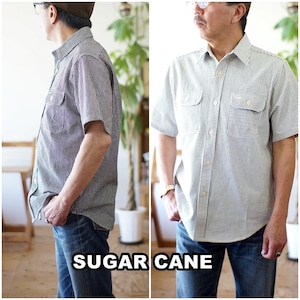 SUGARCANE シュガーケーン　ヒッコリー半袖ワークシャツ　37944　東洋エンタープライズ