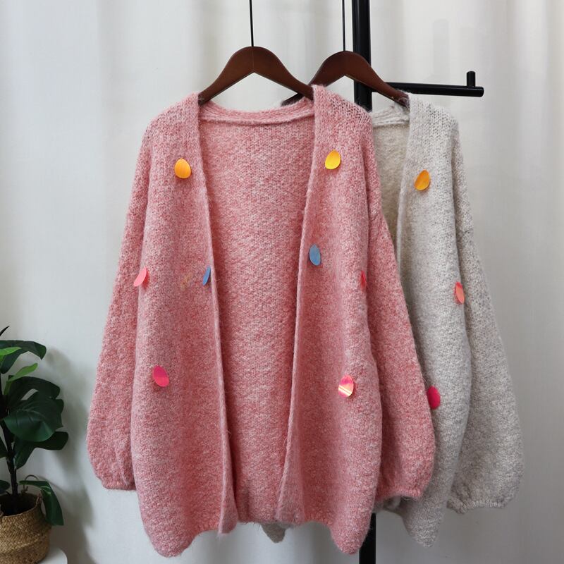 【outer】スパンコールニットカーデ M28600