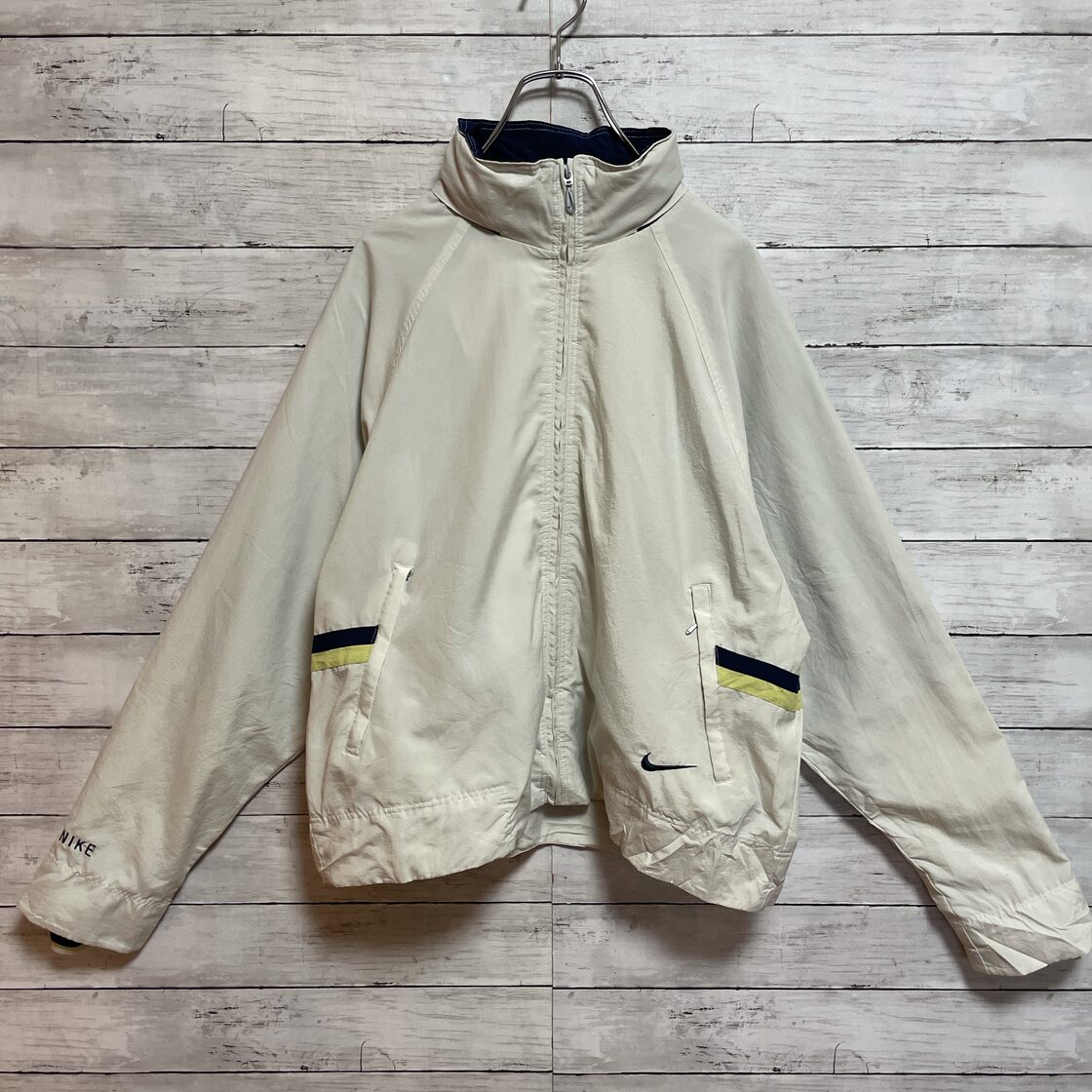 NIKE】ナイキ 90s 白タグ ナイロンジャケット ワンポイント刺繍ロゴ 袖 