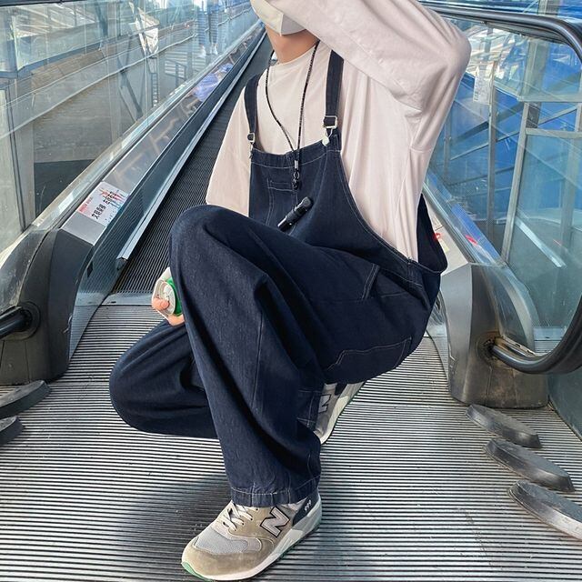 【予約販売】オーバーオール つなぎ オールインワン サロペット ストレート ブルー ボトムス メンズ カジュアル こなれ感 お洒落 韓国 トレンド 秋  冬 M/L/XL/2XL | favoriteselect powered by BASE