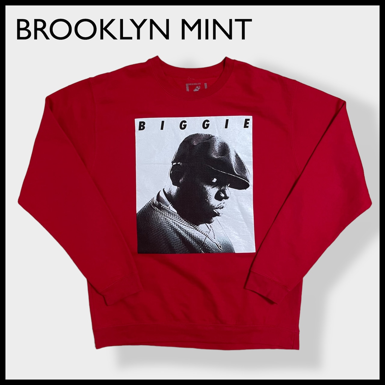 【BROOKLYN MINT】the Notorious B.I.G. Biggie ノトーリアス・B.I.G ビギー フォトプリント スウェット トレーナー プルオーバー  レッド rap ラップ hiphop ブルックリンミント US古着