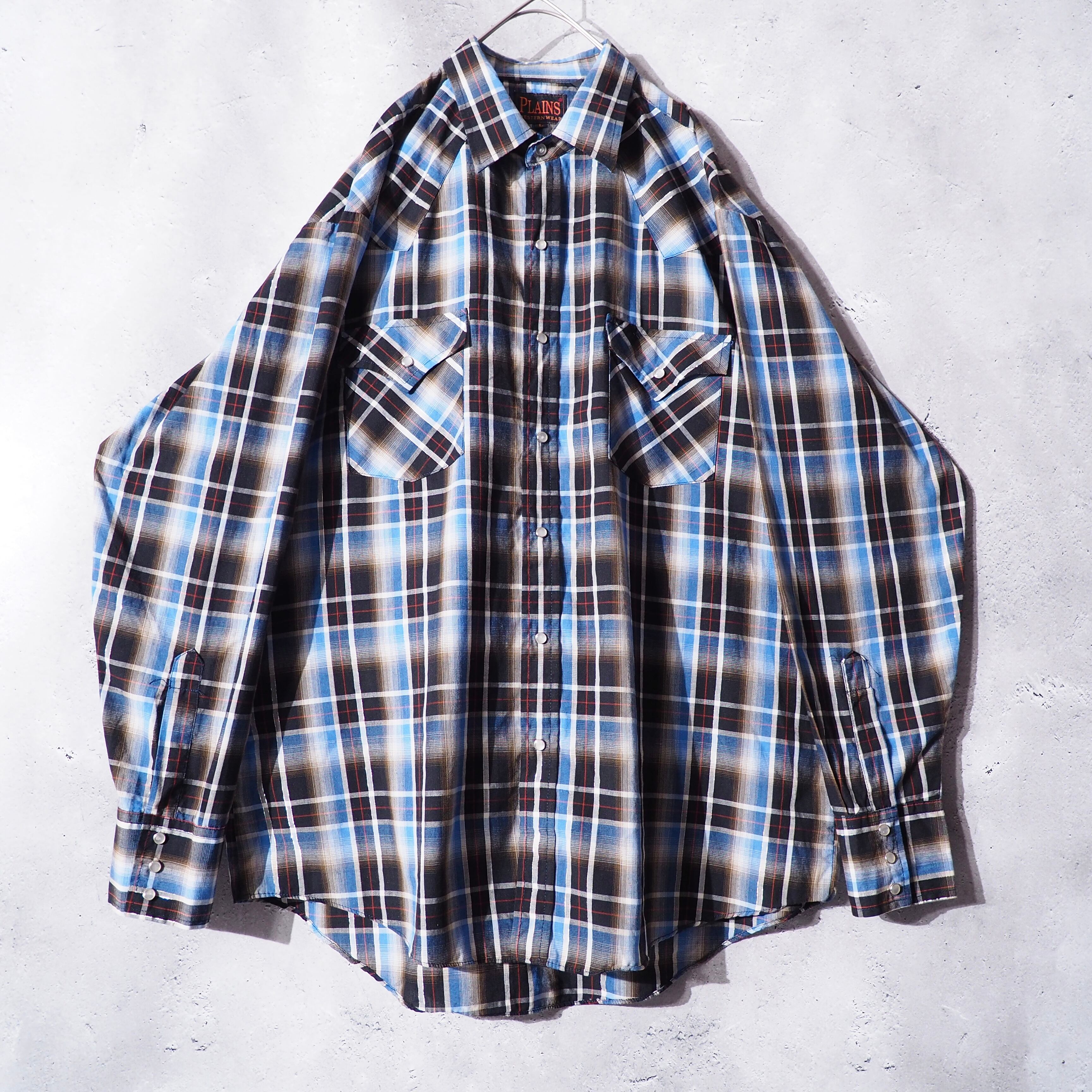 1990s ” Plains ” cold check pattern design loose silhouette vintage western shirt