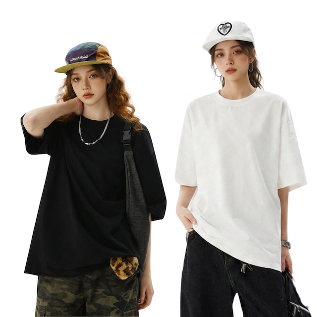 オーバーサイズ半袖 ヒップ丈 Tシャツ  M0197